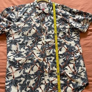 Blue and White Casual Button Down Shirt with Tropical Print